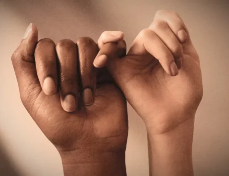 image Couple with pink fingers interlocked - Couples Counselling in Buckinghamshire, Berkshire